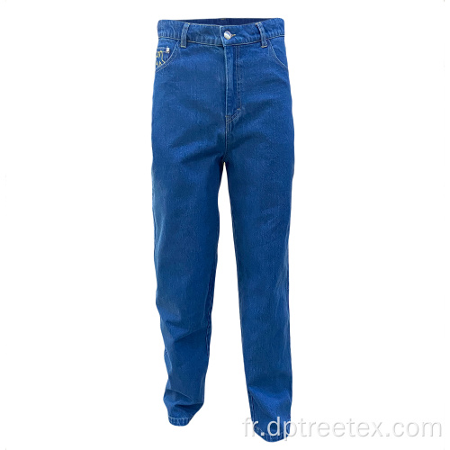 Jeans en ajustement de couleur unie brodée personnalisée